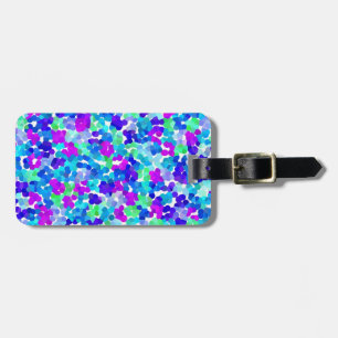 Etiqueta De Bagagem Pinos violetas violetas de aqua, de cor azul-branc
