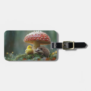 Etiqueta De Bagagem Pintinho bonito e porco escondido debaixo de um ba