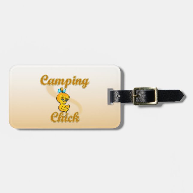 Etiqueta De Bagagem Pintinho de acampamento (Frente Horizontal)