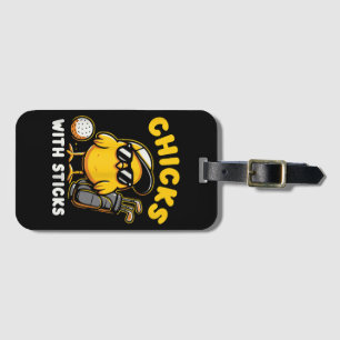 Etiqueta De Bagagem Pintinhos Com Sticks Golfer Girl Gol