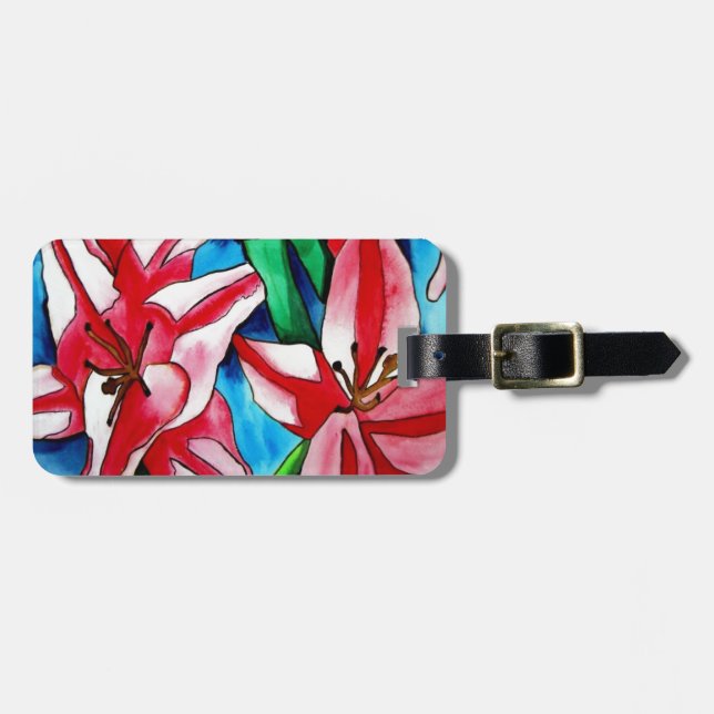 Etiqueta De Bagagem Pintor de lírio de dia rosa (Frente Horizontal)