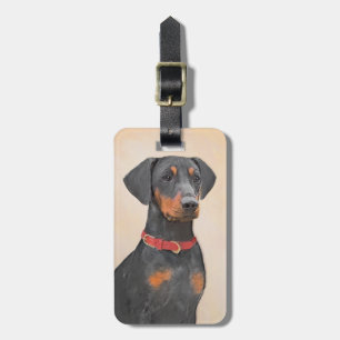 Etiqueta De Bagagem Pintura Alemã Pinscher Pintura Original Arte Anima