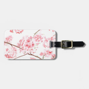 Etiqueta De Bagagem Pintura cor-de-rosa das flores da flor de