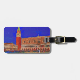 Etiqueta De Bagagem Pintura da Piazzetta na Praça da rua