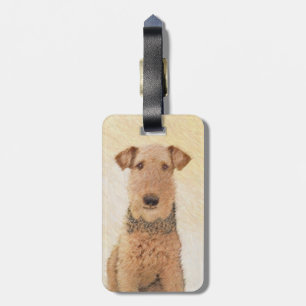 Etiqueta De Bagagem Pintura de Airedale Terrier - Arte original bonita