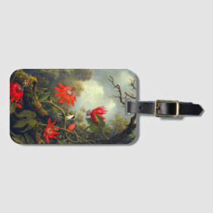 Etiqueta De Bagagem Pintura de beija-flor e flores de maracujá
