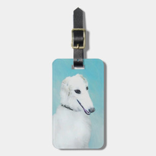 Etiqueta De Bagagem Pintura de Borzoi (branca) - Arte de Cão Original