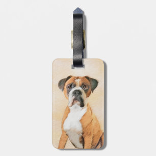 Etiqueta De Bagagem Pintura de Cachorro Boxer Original sem Cortes Arte