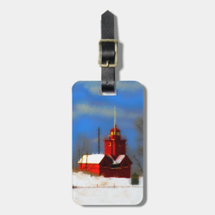 Etiqueta De Bagagem Pintura de Farol Vermelho Grande - Arte Original