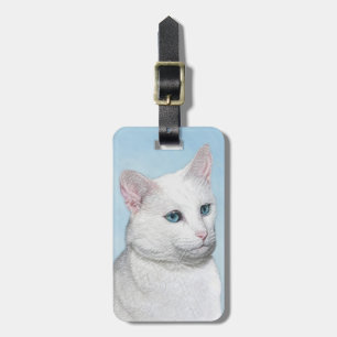 Etiqueta De Bagagem Pintura de Gatos Brancos - Arte de Gato Original B
