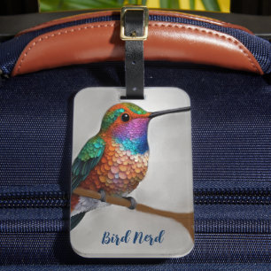 Etiqueta De Bagagem Pintura de Hummingbird de Vibrant Allen