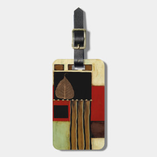 Etiqueta De Bagagem Pintura de painel multicolorido com folha marrom