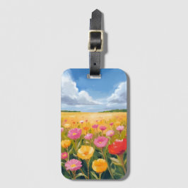Etiqueta De Bagagem Pintura de Paisagem de Campo de Flores