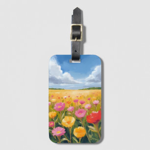 Etiqueta De Bagagem Pintura de Paisagem de Campo de Flores