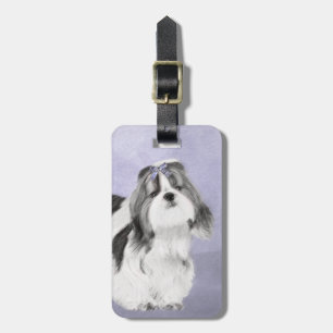 Etiqueta De Bagagem Pintura de Shih Tzu - Arte Original de Cachorro Fo
