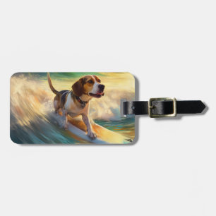 Etiqueta De Bagagem Pintura de Surf da Praia Beagle
