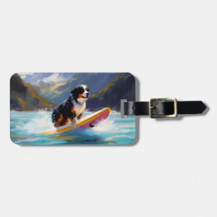 Etiqueta De Bagagem Pintura de Surf na Praia da Montanha de Berna