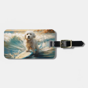 Etiqueta De Bagagem Pintura de Surf na Praia do Coton De Tulear