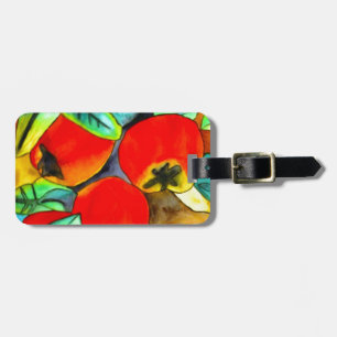 Etiqueta De Bagagem Pintura original aquarela de maçãs vermelhas