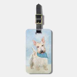 Etiqueta De Bagagem Pintura Original de Cachorro Wheaten Terrier Escoc