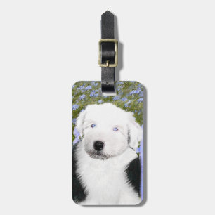Etiqueta De Bagagem Pintura para papoilas de Sheepdog Inglês - Arte p