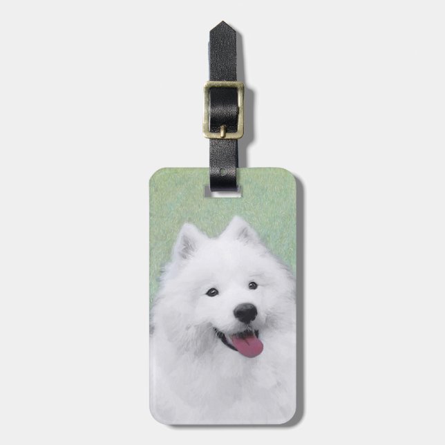 Etiqueta De Bagagem Pintura Samoyed - Arte Cachorra Original (Frente Vertical)