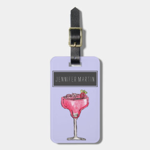 Etiqueta De Bagagem Pintura vermelha da aguarela do daiquiri de