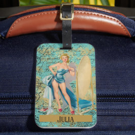 Etiqueta De Bagagem Pinup Girl in Mirror Personalizado