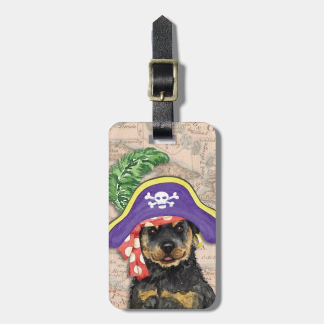 Etiqueta de Bagagem Pirata Rottweiler (Frente Vertical)