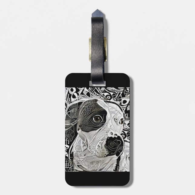 Etiqueta De Bagagem Pit Bull Black and White design  (Traseira Vertical)