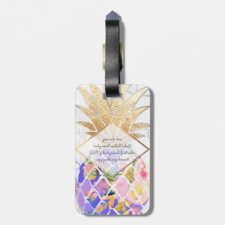 Etiqueta De Bagagem PixDezines Aloha Abacaxis+Mármore Branco