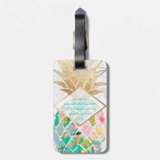 Etiqueta De Bagagem PixDezines Aloha Abacaxis+Mármore Branco