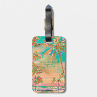 Etiqueta De Bagagem PixDezines cena de praia havaiana vintage/teal