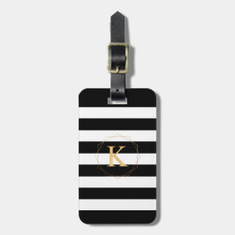 Etiqueta De Bagagem PixDezines CHIC LISTRAS PRETAS E BRANCAS / CORES D