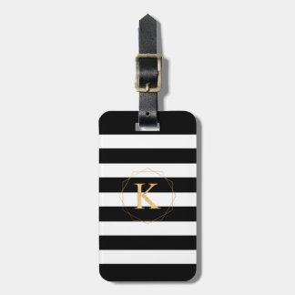 Etiqueta De Bagagem PixDezines CHIC LISTRAS PRETAS E BRANCAS / CORES D