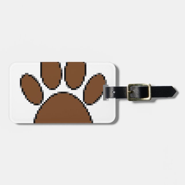 Etiqueta De Bagagem Pixel Dog Paw Print (Frente Horizontal)