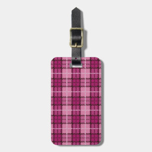 Etiqueta De Bagagem Pixel Plaid_Magenta-Black