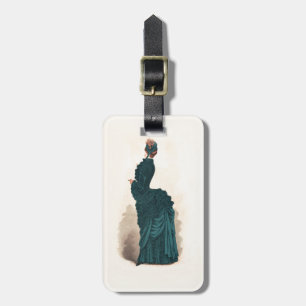 Etiqueta De Bagagem Placa de Moda Vitoriana Antiga: Vestido com Arrast