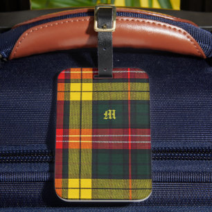 Etiqueta De Bagagem Plaid do Clã Buchanan Padrão Escocês Monograma