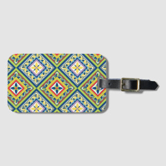 Etiqueta De Bagagem Planejador de Azulejos Talavera Verde Vibrante