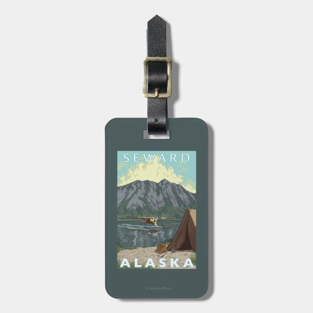 Etiqueta De Bagagem Plano de Bush & pesca - Seward, Alaska (Frente Vertical)