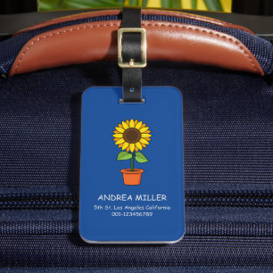 Etiqueta De Bagagem Planta de girassol personaliza um Pote