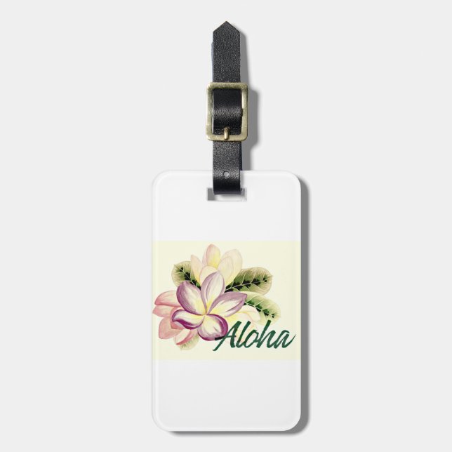 Etiqueta De Bagagem Plumeria Aloha (Frente Vertical)