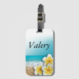 Etiqueta De Bagagem Plumeria Frangipani Flor Beaches Tropicais