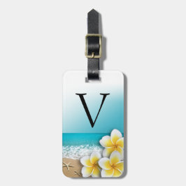 Etiqueta De Bagagem Plumeria Frangipani Flor Tropical Beach Monograma