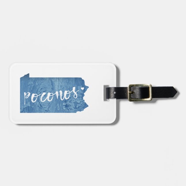 Etiqueta De Bagagem Poconos, Pensilvânia Wood Grain (Frente Horizontal)