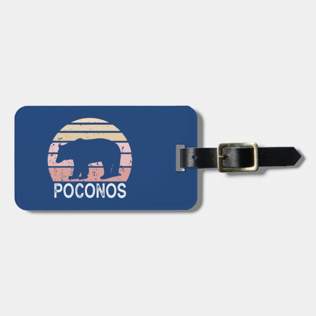 Etiqueta De Bagagem Poconos - Urso Retroativo (Frente Horizontal)