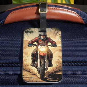 Etiqueta De Bagagem Poeira & Determinação Motocross em Plena Parcela