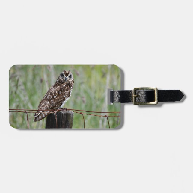 Etiqueta De Bagagem Poeo sentado no posto da cerca (Frente Horizontal)