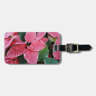 Etiqueta De Bagagem Poinsettias Rosa de Mármore Estrela de Prata Flora